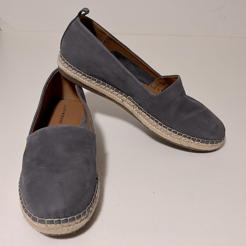 Lucky Brand Loretto Women’s Gray Suede Leather Slip-ons Loafers Size 9.5